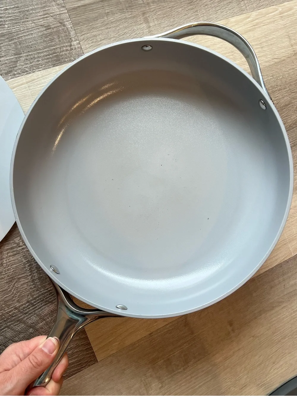 Caraway Large Fry Pan 12” with Lid Non-Stick Fry Pan Family Sized Cooking Gray